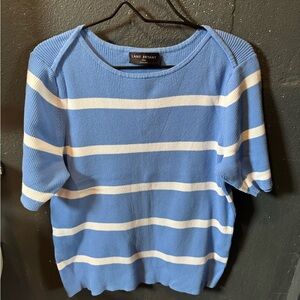 Lane Bryant Blue and White Striped Short Sleeve Knit Top Size 3X
